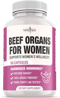 NEW AGE Beef Organ Supplement for Women - Beef Liver Kidney Heart and Uterus Tissue Supports Women's Overall Energy and Health - Pasture Raised Grass Fed - No Fillers - 60 Capsules