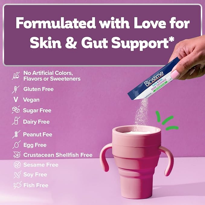 Biostime Baby &amp Kids Skin Defense | Helps Protect from Skin Inflammation † | 5 Billion CFUs | Gut Support | Clinically Tested Probiotics Strains | 28 Sachets