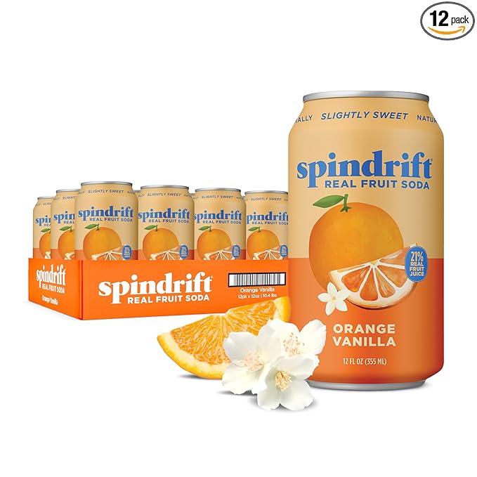 Spindrift Orange Cream Float Orange Vanilla Soda Made with Real Squeezed Fruit 12 Pack Case