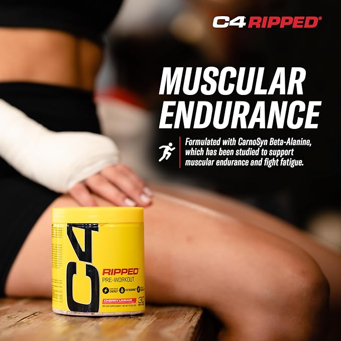 C4 Ripped Pre Workout Powder for Energy Beta Alanine Sugar Free Energy Supplement Preworkout for Men &amp Women - 150mg Caffeine + Creatine-Free - Raspberry Lemonade - 30 Servings