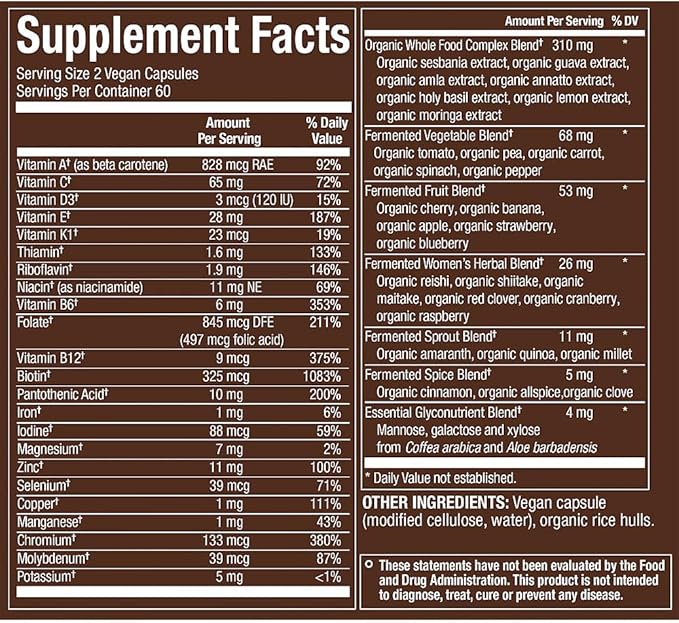 plnt Fermented Whole Food WomenaTMs Multivitamin (120 Vegan Capsules)