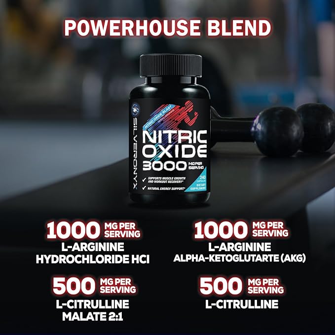 Extra Strength Nitric Oxide Booster - 3X Strength L-Arginine AKG &amp Citrulline Malate - Men &amp Women Premium Pre Workout Nitric Booster - Natural Energy &amp Muscle Support Bottled in USA - 24