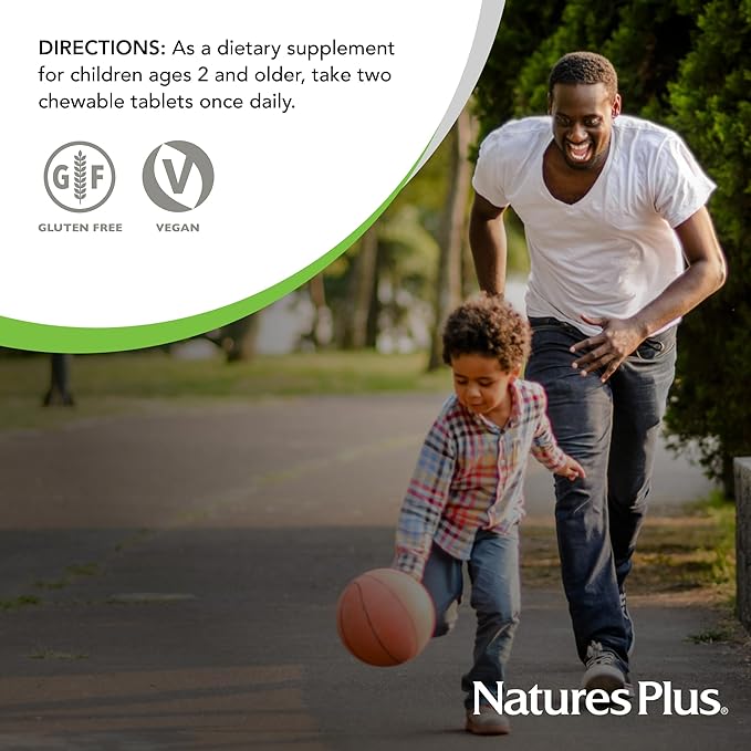 NaturesPlus Animal Parade Gold Multivitamin Children’s Chewables - Watermelon Flavor - 120 Animal-Shaped Tablets - Vitamin D3 K2 &amp Probiotics - Vegan Gluten Free - 60 Total Servings
