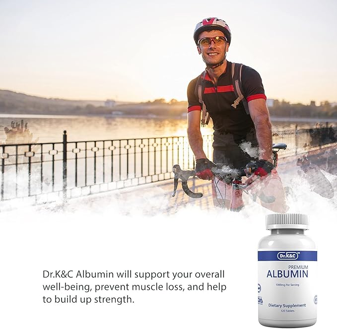 Dr.K&ampC Premium Albumin Protein Supplement – Extra Strength 1000 mg 120 Tablets Healthy Kidney Liver Promote General Wellness Energy Support Life Balance 1pk