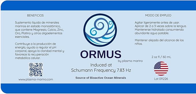 ORMUS by Plasma Marino 2 oz fl / 60ml BLUE GLASS BOTTLE WITH SPRAYER