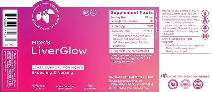 Mountain Meadow Herbs Mom's Liver Glow Advanced Detoxifier and Regenerator to Support Liver Health and Function - 4 oz - for a Happy Liver