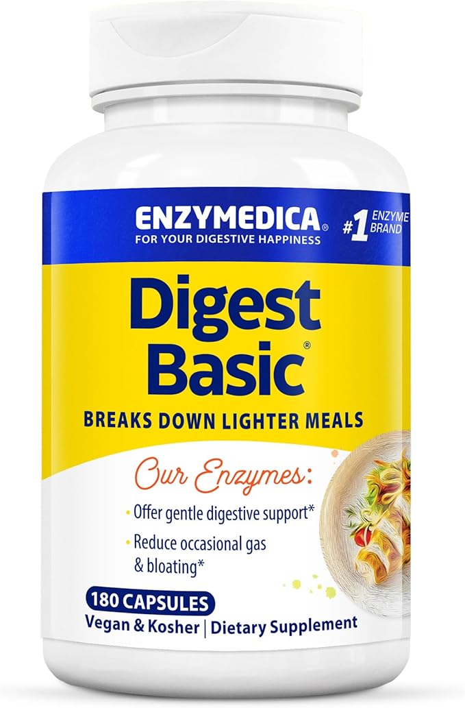 Enzymedica Digest Basic Digestive Enzymes for Sensitive Stomachs Offers Fast-Acting Gas &amp Bloating Relief 180 Count