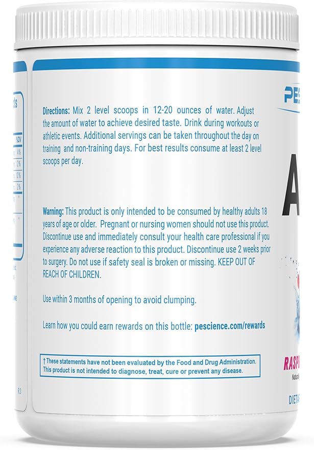 PEScience Amino IV BCAA &amp EAA Powder Essential Amino Acids Taurine Electrolytes for Hydration and Muscle Recovery Sugar Free for Men &amp Women Post Workout - Raspberry Grape 30 Servings