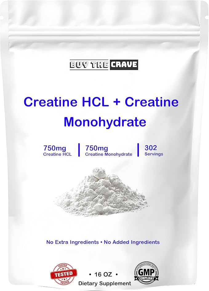 Creatine HCL + Creatine Monohydrate Mix Less Sour &amp Easier to Consume Post Workout Muscle Builder for Men &amp WomenCreatine Hydrochloride + Monohydrate 16 OZ (454g)