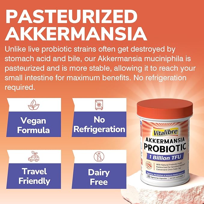 Vitalibre Probiotics for Women 100 Billion CFU 15 Strains 30 Capsules &amp Akkermansia Muciniphila Probiotic 1 Billion TFU 30 Capsules