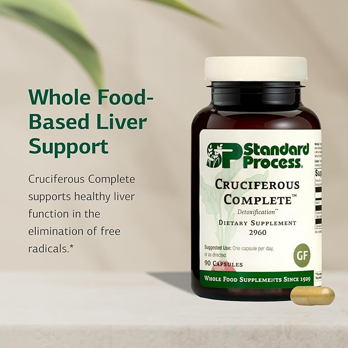 Standard Process Cruciferous Complete - Whole Food Antioxidant Detox and Liver Support with Vitamin K Organic Kale and Brussel Sprouts - 90 Capsules