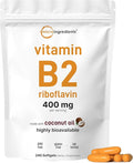 Vitamin B2 Riboflavin 400mg | 240 Softgels with Coconut Oil | Highly Bioavailable | Extra Strength Vitamin B Energy Supplements | Essential B Vitamins for Women &amp Men | Non-GMO Gluten Free