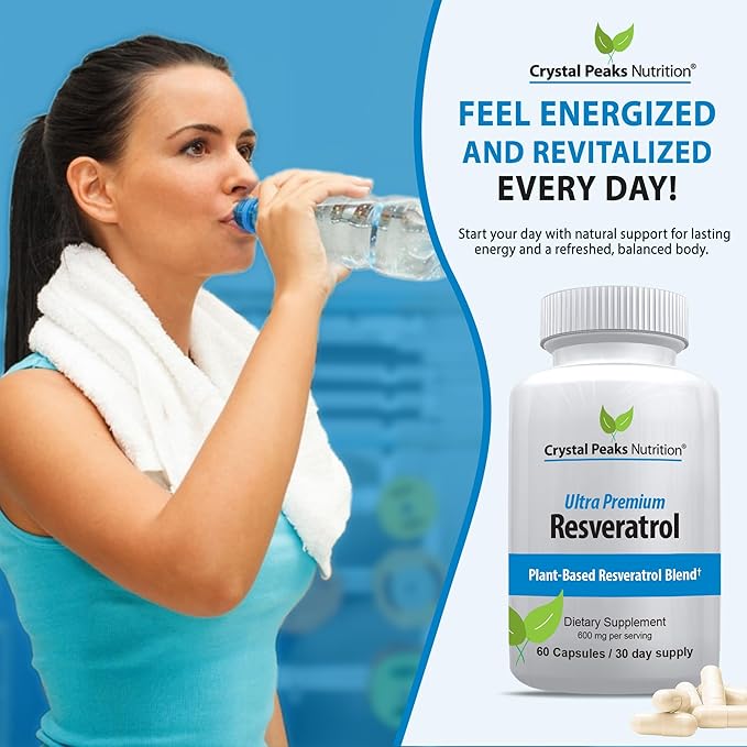 100% Natural Resveratrol Supplement - Trans-Resveratrol Supports Aging - Antioxidants Supplement Promotes Immune System &amp Joint Support (60 Capsules)