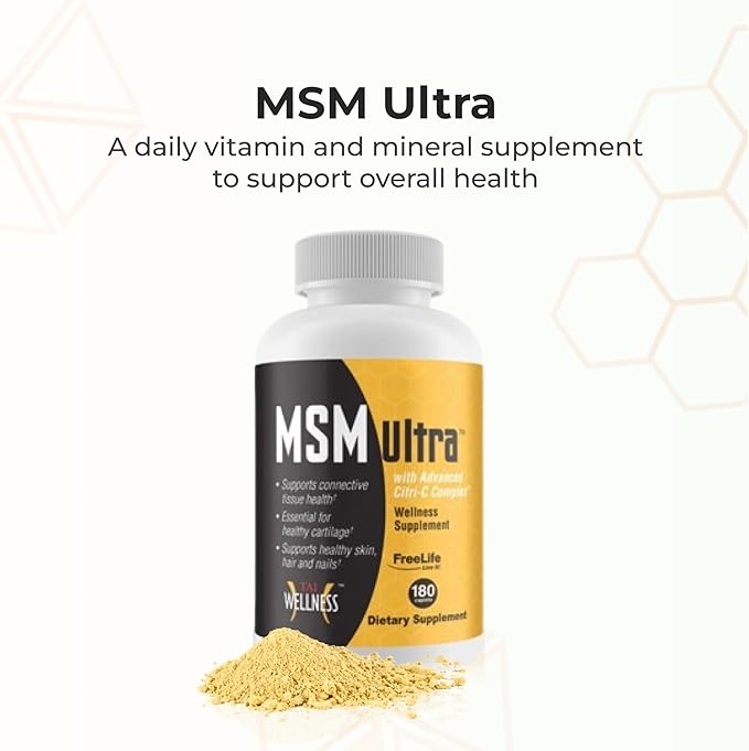 Youngevity Freelife MSM Ultra | 3000 mg MSM + Proprietary Citri-C Complex Blend + Vitamin C | Ultimate Methylsulfonylmethane Supplement | Bone &amp Bone Support | 180 Count
