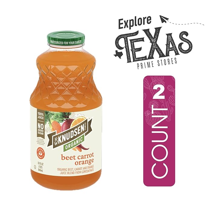 R.W. Knudsen Organic 2-Pack Organic Beet-Carrot-Orange Fruit Juice 100% USDA 32 fl oz Glass Bottle + 1 Utility Freebie by Lavinia
