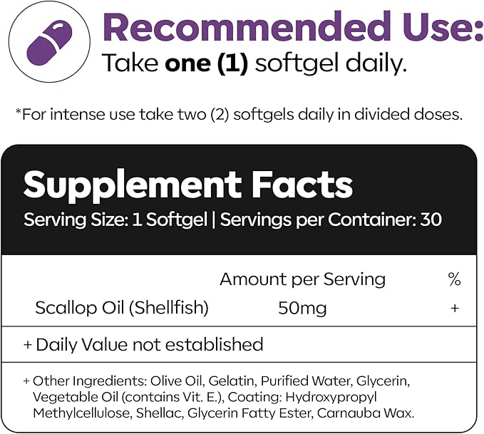 DAIWA Advanced Omega-3 Brain Supplement - Phospholipid Omega Formula with Hokkaido Scallop Oil Plasmalogen for Memory Focus and Cognitive Wellness - 60 Softgels