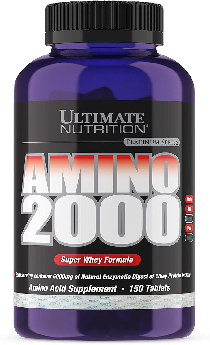 Ultimate Nutrition Amino 2000 Tablets Super Whey Formula Amino Acid Supplements with L-Leucine L-Isoleucine and L-Valine 2000mg 150 Tablets