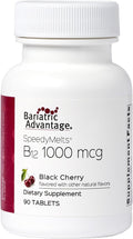 Bariatric Advantage B-12 Speedy Melts Vitamin B12 1000 mcg Supplement Fast Melting with 200 mcg of Folic Acid for Nutritional Support - Black Cherry 90 Count