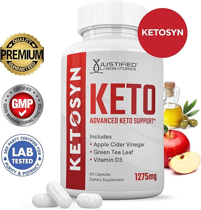 (3 Pack) Ketosyn Keto ACV Pills 1275MG Keto Support Blend Capsule Alternative to Keto ACV Gummies Formulated with Apple Cider Vinegar Extra Virgin Olive Oil Powder Green Tea Leaf 180 Capsules