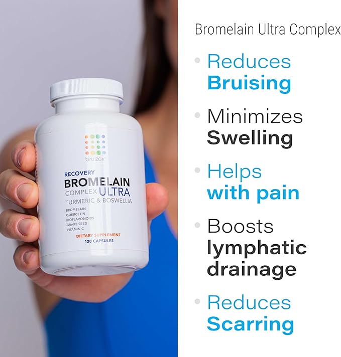 Bruizex Ultra Bromelain and Quercetin Bruising Relief Supplement 120 Capsules | Bruised Skin Trauma Recovery and Swelling Surgery Supplements | Contains Bromelain Quercetin Turmeric and Boswellia
