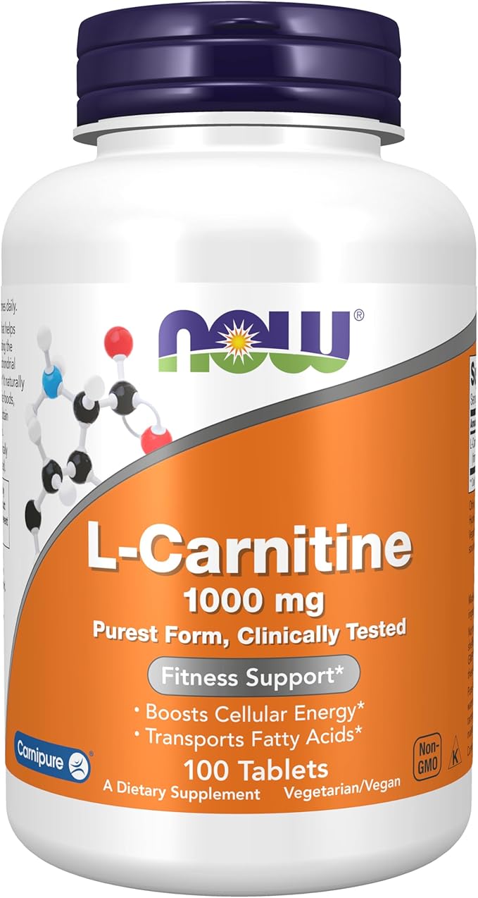 NOW Foods Supplements L-Carnitine 1000 mg Purest Form Amino Acid Fitness Support* 100 Tablets