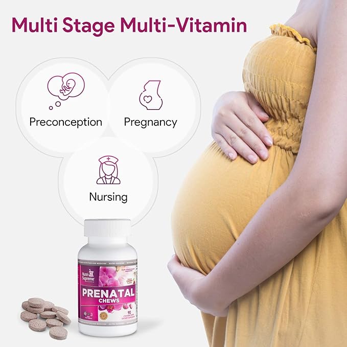 Nutri Supreme Prenatal Vitamin Chewable Prenatal Vitamins for Women with 800 MCG of Folate Complete Pregnancy Multivitamin with Iron Kosher Cherry Flavor 90 Count