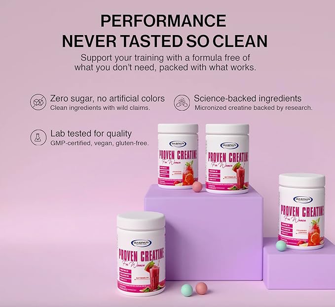 Gaspari Nutrition Proven Creatine for Women 5g of Creatine 5g of Collagen Vitamin C and Collagen Clean Natural Formula Electrolytes for Hydration (30 Servings Watermelon)