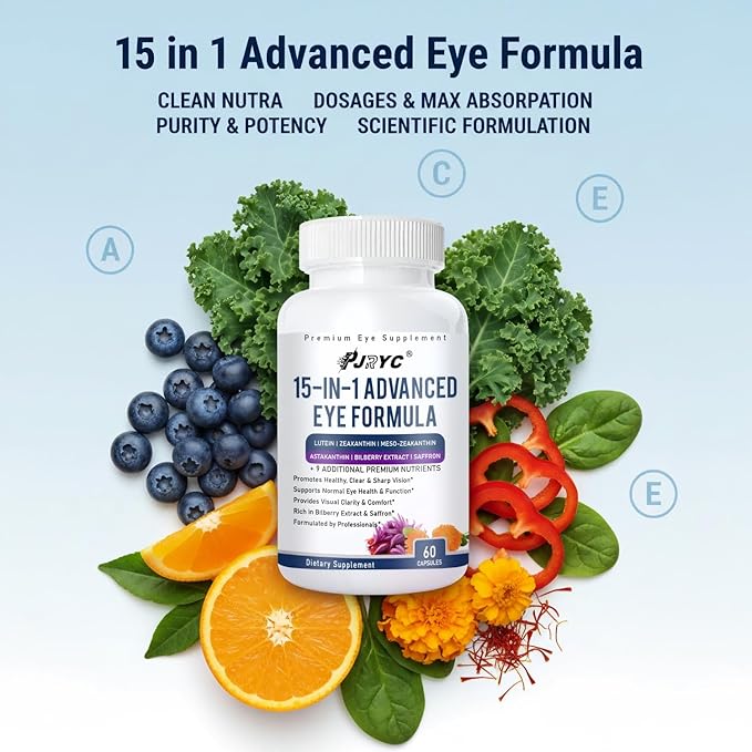 Neurobella Eye Formula - Neurobella 15 in 1 Advanced Eye Formula with All 3 Carotenoids Lutein &amp Zeaxanthin Bilberry Extract and Saffron 120 Capsules