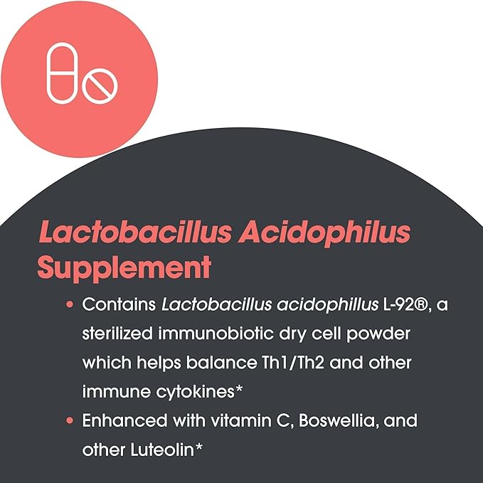Allergy Research Group Aller-Aid L92 Supplement - with Lactobacillus Acidophilus Indian Frankincense Boswellic Acid Vegetarian Capsules - 60 Count