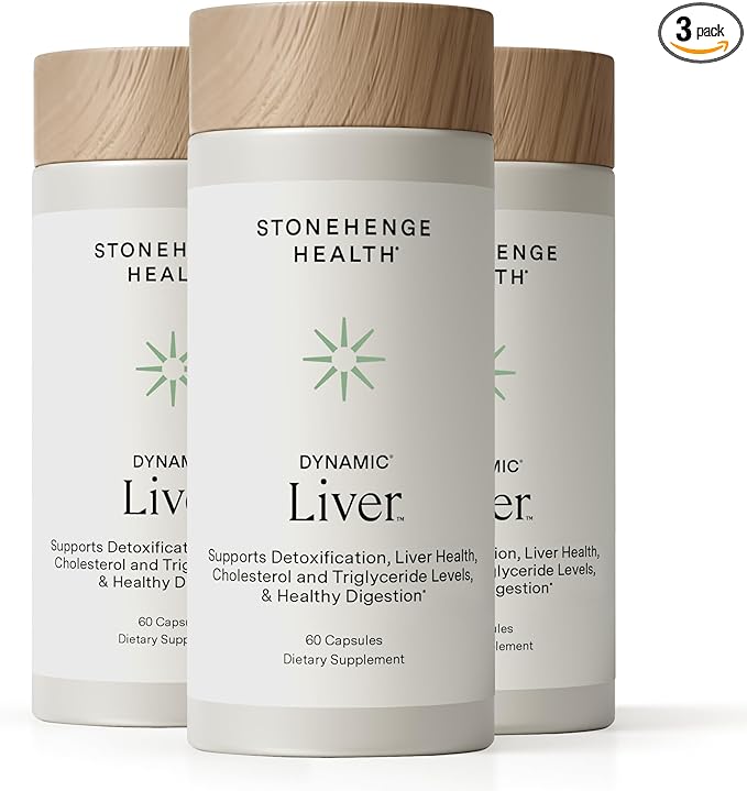 Stonehenge Health Dynamic Liver – Siliphos Milk Thistle Formula – Liver Support &amp Antioxidant Support Gut-Liver Axis Selenium Zinc Vitamin E Ginger Beetroot Extract Non-GMO 60 Veg Caps (3 P