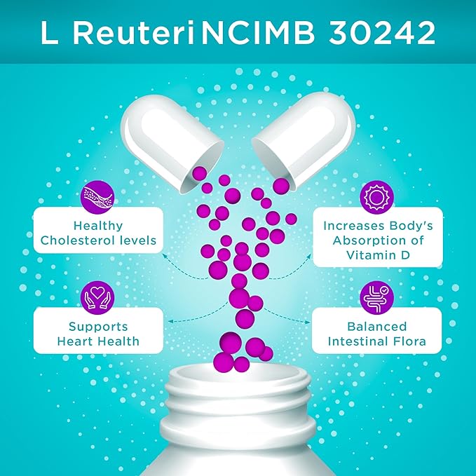 Microbiome Plus Gastrointestinal Probiotics L Reuteri NCIMB 30242 GI Digestive Supplements Capsule Allergy Safe &amp Gluten Free for Men and Women (1 Month Supply)