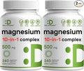 Magnesium Complex 500mg 480 Veggie Capsules – Pack of 2 | 10-in-1 Glycinate Citrate Malate Oxide &amp More – 100% Chelated for Easy Absorption – Essential Mineral Supplement – Non-GMO
