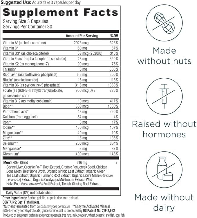 Ancient Nutrition Multivitamin for Men Multi Men's 40+ Once Daily Vitamin Supplement Magnesium Methylated Vitamin A B and K2 Supports Immune System 90 Ct