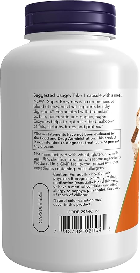 NOW Supplements Super Enzymes Formulated with Bromelain Ox Bile Pancreatin and Papain180 Capsules &amp Supplements Magtein™ with patented form of Magnesium (Mg) Cognitive Support* 90 Veg Caps