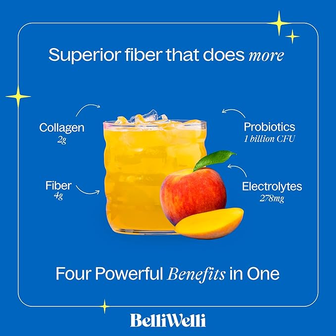 Belli Welli Daily Fiber Supplement for Women &amp Men Bundle – Premium Fiber Powder from Organic Acacia with Added Collagen Electrolytes &amp Probiotics – No Bloat Constipation &amp Gut Health Su
