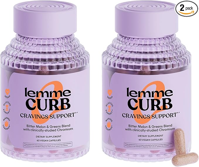 Lemme Curb - Cravings Improve Carb Metabolism Weight Management Support Clinically Studied Chromium Picolinate Bitter Melon Ceylon Cinnamon &amp Greens Superfood - 60 Count (Pack of 2)