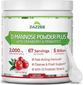Zazzee D-Mannose Powder Plus 2000 mg 67 Servings Plus 5 Billion CFU Probiotics and Pure Cranberry Juice Extract Certified Kosher Free Scoop 6.67 oz Urinary Tract Support Non-GMO All-Natural
