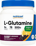 Nutricost L-Glutamine Powder Sweetened with Stevia (500 Grams BlackBerry Lemonade) - Supplement for Gut Support 5 Grams of L-Glutamine Per Serving Gluten Free and Non-GMO