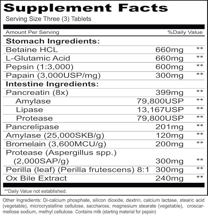 Priority One Vitamins Hypo Gest 120 Tablets - Mega Clinical dose of a Two Phase Formula that Provides enzymes to Maintain Healthy Digestion and intestinal Enzyme Activity.*