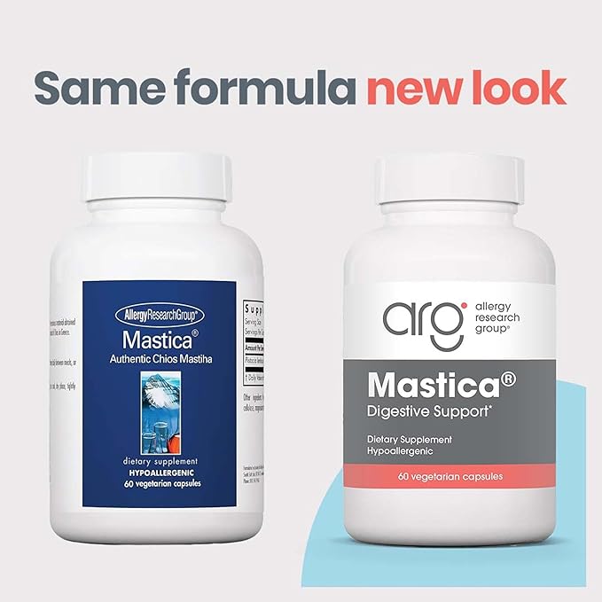 Allergy Research Group ARG Mastica Digestive Support - Supports Digestive Comfort - Delivers 1000 mg Chios Mastic Gum Resin per Serving - Vegetarian &amp Hypoallergenic - 30 Servings - 60 Capsules