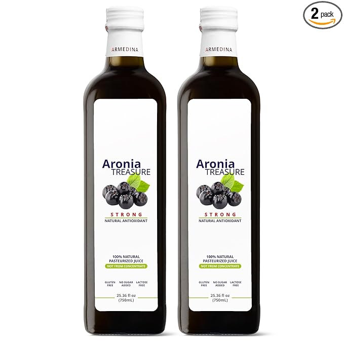 [2 x Aronia Treasure] 100% Aronia (Chokeberry) Berry Juice : 1 month supply 1 shot per a day
