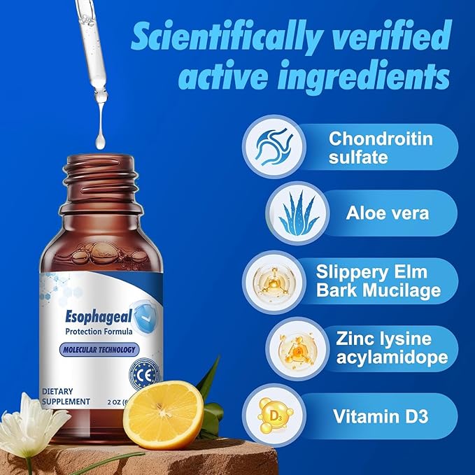 Power Esophageal Drops: Containing Slippery Elm Bark Zinc L-Carnosine L-Glutamine and Aloe Extract - Non-GMO and Dairy-Free - Relieves Digestive Discomfort and Reduces Acid Reflux 1pcs