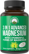 3 in 1 Advanced Magtein Magnesium Complex Capsules with Clinically Tested Magnesium L-Threonate Glycinate &amp Taurinate. High Absorption &amp Bioavailability. Support Brain Focus &amp Memory. 90