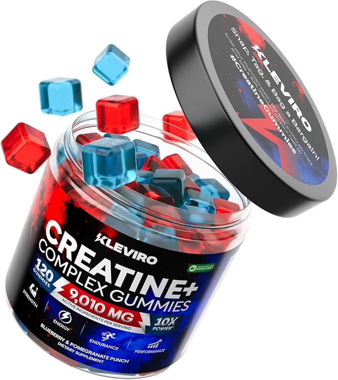 Creatine Monohydrate Gummies - Blueberry &amp Pomegranate Creatine for Women and Men - Supplement Supports Muscle Gain Energy Pre and Post Workout Focus &amp Cognition Recovery