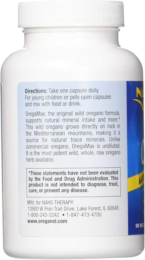NORTH AMERICAN HERB &amp SPICE OregaMax - 90 Vegi Capsules - Healthy Digestive &amp Immune Support - Oreganol P73 Oregano Oil Supplement with Garlic &amp Onion - Non-GMO - 90 Servings