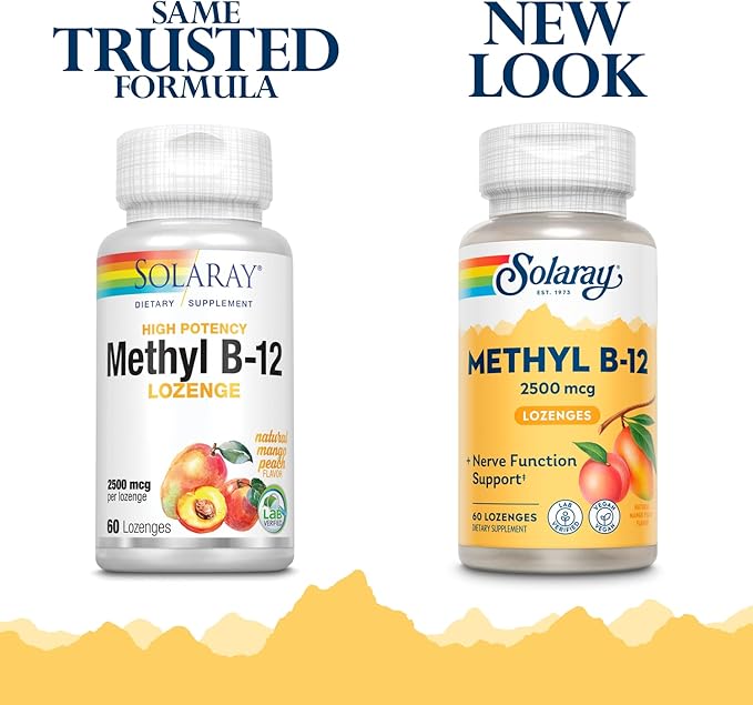 SOLARAY B 12 Methyl Lozenge Supplement 2500mcg | 60 Count