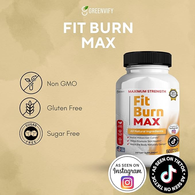 Fit Burn Max Natural Supplement 60 Capsules Vegan Gluten Free Non-GMO (3)
