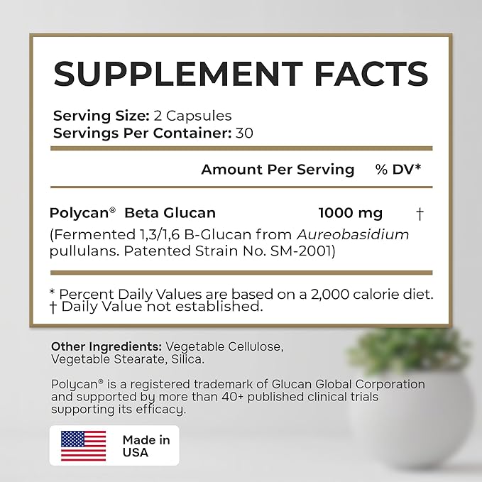 Helps Preserve Muscle After 40 | Clinically Studied Polycan Beta-Glucan | Supports Strength Bone Density &amp Joint Mobility | 40+ Scientific Studies | 60 Caps