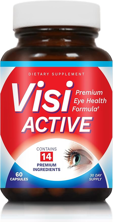 Vision Support Supplement - Eye Health Formula with L-Tartrate Resveratrol Blueberry Extract Vitamins A C D &amp 11 Ingredients for Vision Support - 60 Capsules/Bottle - 1 Pack