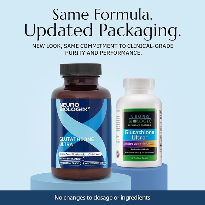 Neurobiologix Glutathione Ultra L-Glutathione Antioxidant Complex with Vitamin C A B2 B6 Zinc Selenium Manganese Taurine &amp Quercetin for Cellular Health Gluten Free 60 Vegetarian Capsule